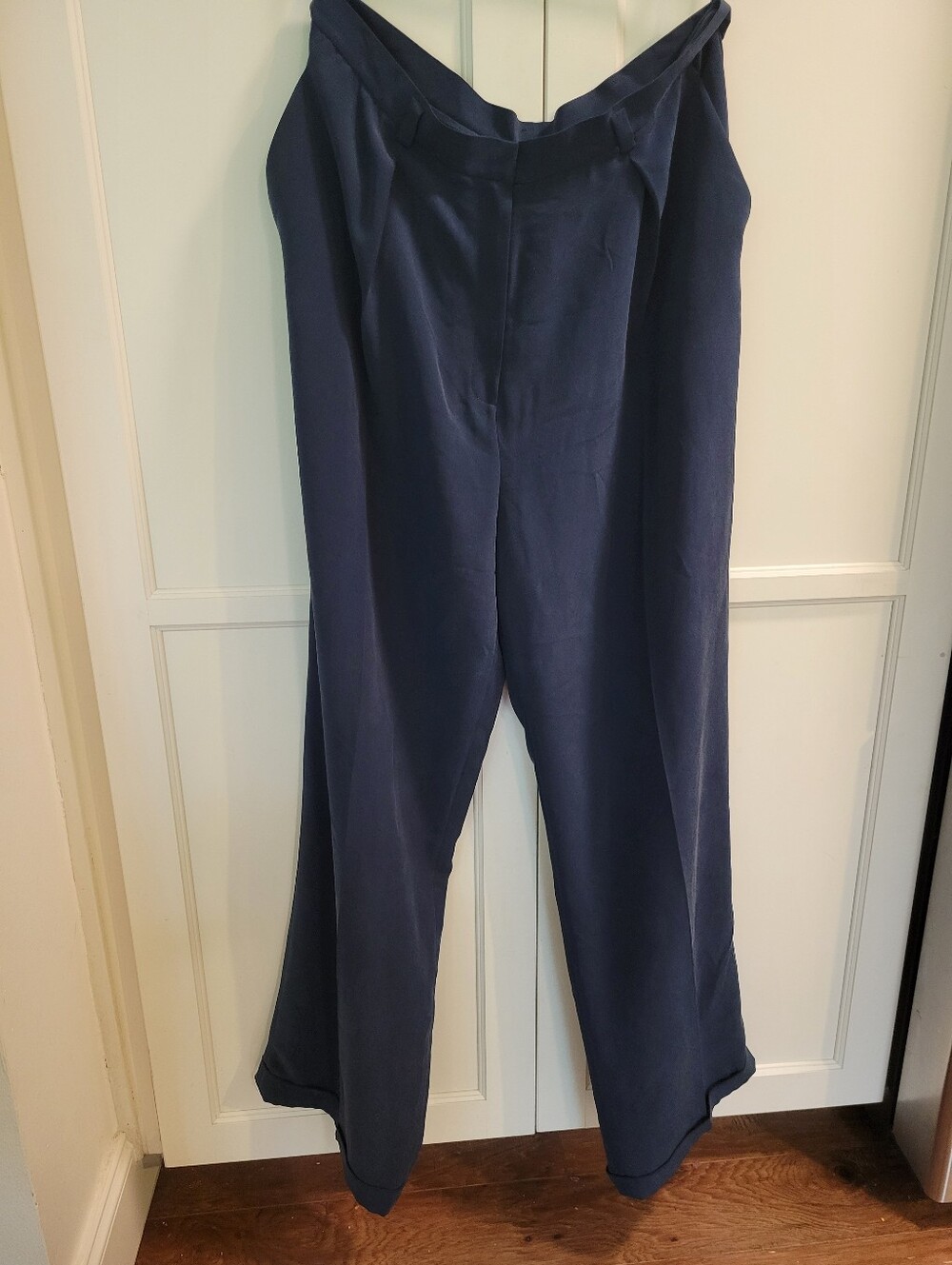 Silk High-Rise Navy Jones New York Wide-Leg Women's Pants, 16